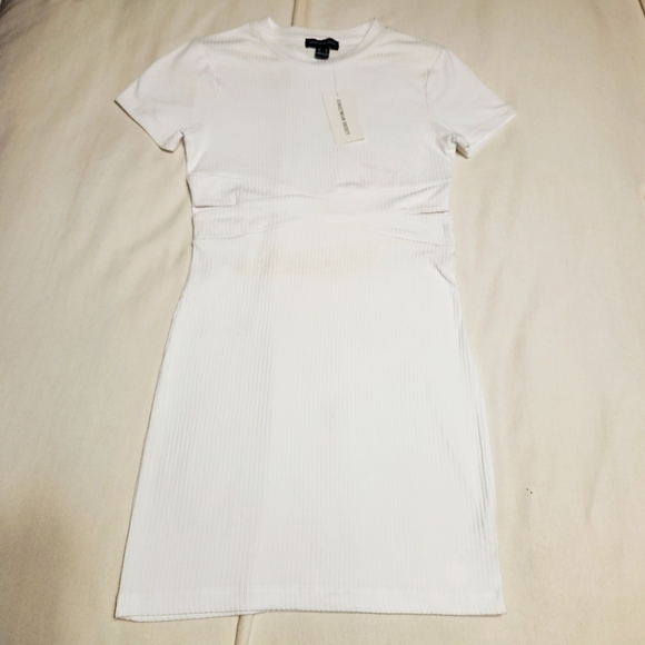 Streetwear Society White Ribbed Knit Cut Out Bodycon Dress Medium - Picture 8 of 11